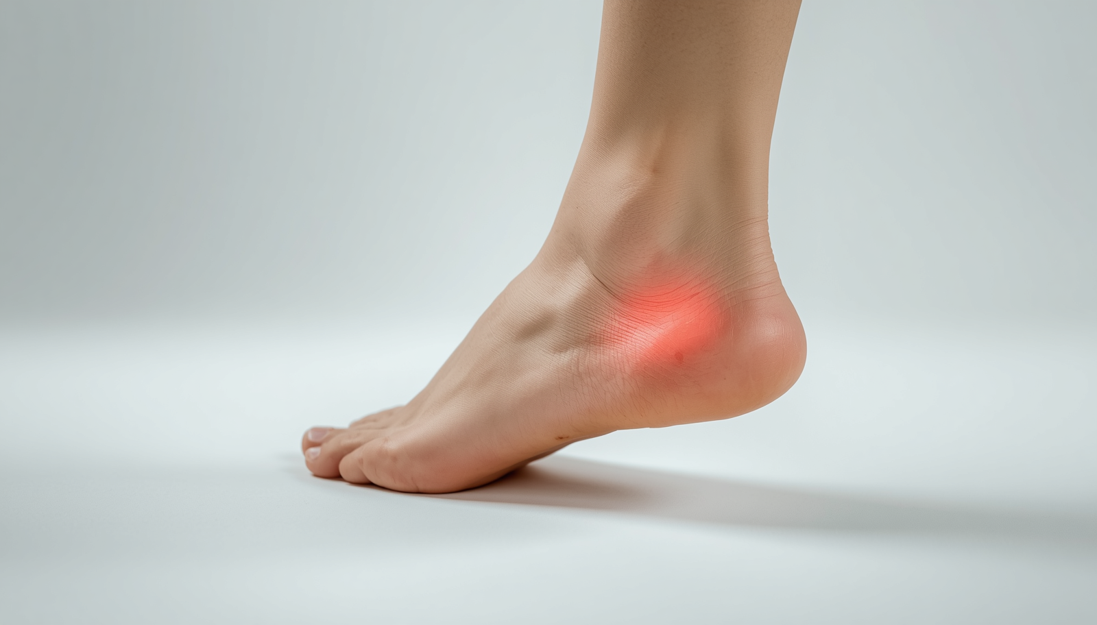 Professional photograph of a real persons heel for pain diagnosis blog post Clean modern medical photography showing human heel and foot Natural lighting minimalist and professional aesthetic png