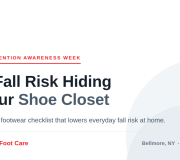 Footwear checklist graphic for Falls Prevention Awareness Week from Cherrywood Foot Care in Bellmore, NY