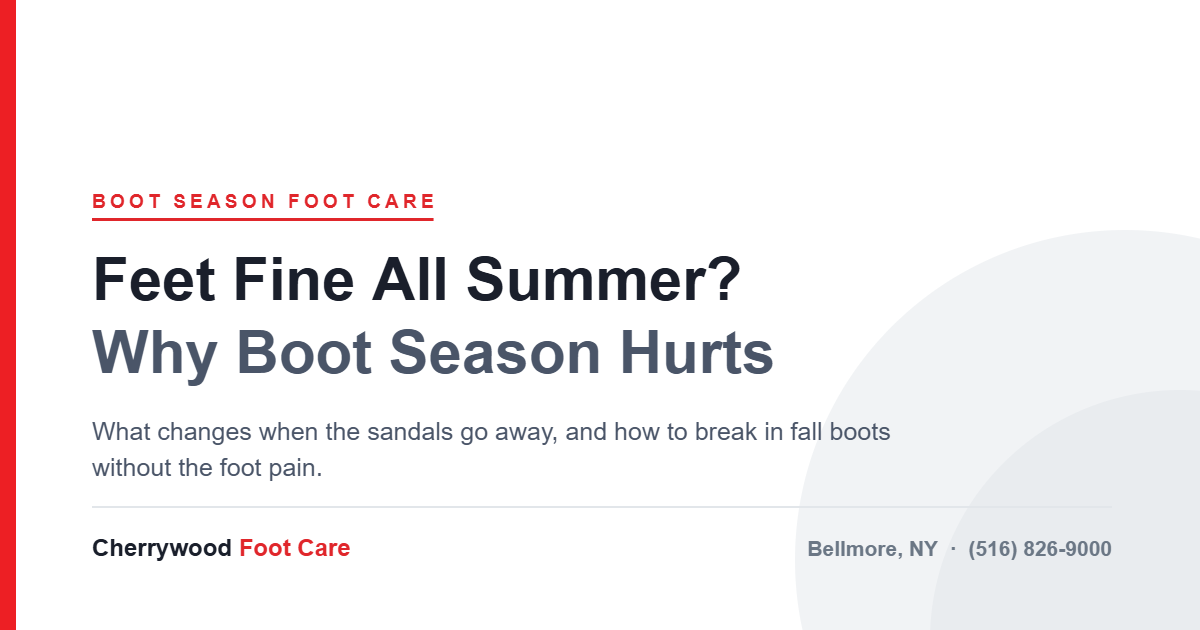 Boot season foot pain guide graphic from Cherrywood Foot Care in Bellmore, NY